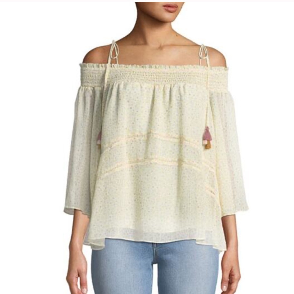 REBECCA MINKOFF Casey Boho Floral Off the Shoulder Top Size XS
